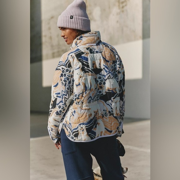 FREE PEOPLE NWT Pippa Printed Packable Puffer Jacket in Winter Combo M - Picture 2 of 9